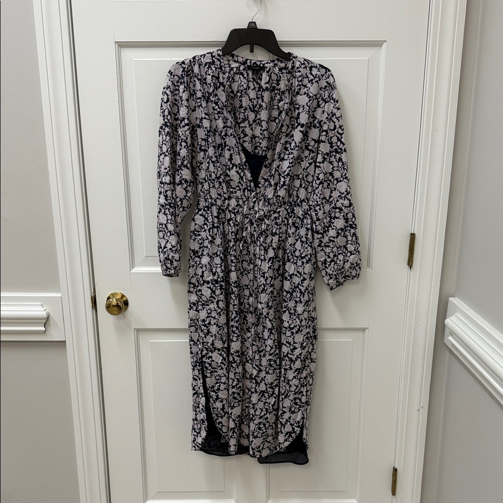 J Crew Tie Waist Cotton Voile MIDI Dress in Rose Vines Sz 4! - Picture 3 of 12